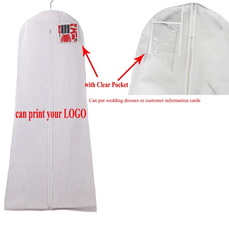 White 180CM Women’s Dress and Gown Large Travel Garment Storage Bags With ID Window Wedding Dress Garment Protection Covers Bags