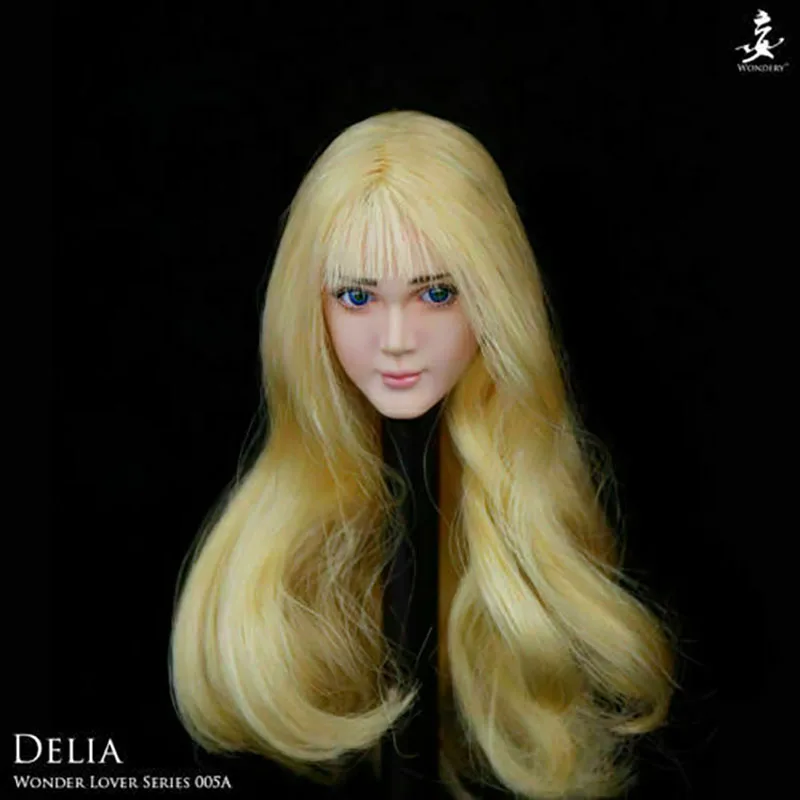 

WONDERY WLS005 1/6 Женская подвижная голова глаза, скульптура блондинки, загарские бледые волосы, резьба по голове, модель, подходит для 12-дюймовой фигурки солдата