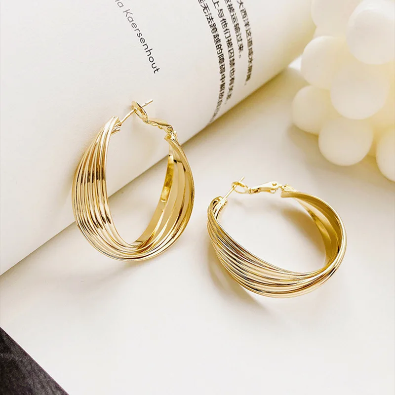 BLIJERY Trendy Gold Color Multilayer Thick Metal Circle Earring for Women Brincos Geometric Statement Hoop Earrings Jewelry Gift