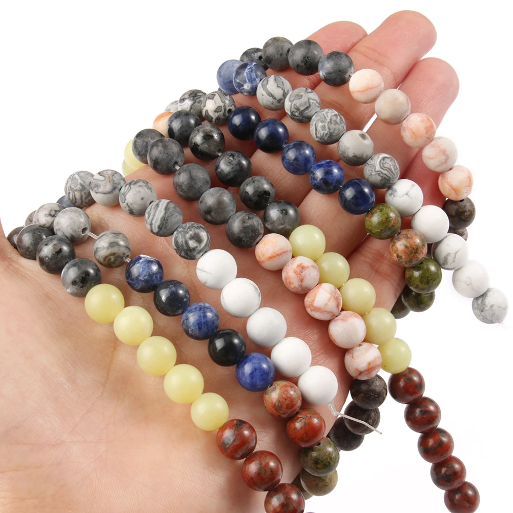 Natural Mixed 7 Chakra Beads Round Loose Stone Beads for Jewelry Making DIY Yoga Bracelet Healing Reiki Energy Jewelry 15\'\'