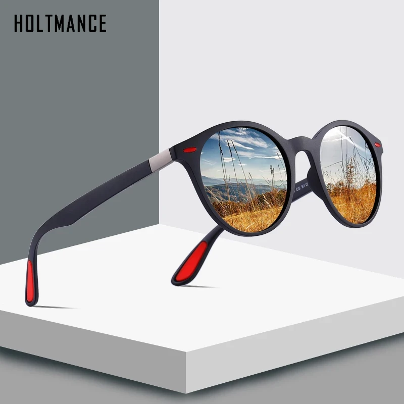 

HOLTMANCE DESIGN Men Women Classic Retro Rivet Polarized Sunglasses Legs Lighter Design Oval Frame 100% UV400 Protection