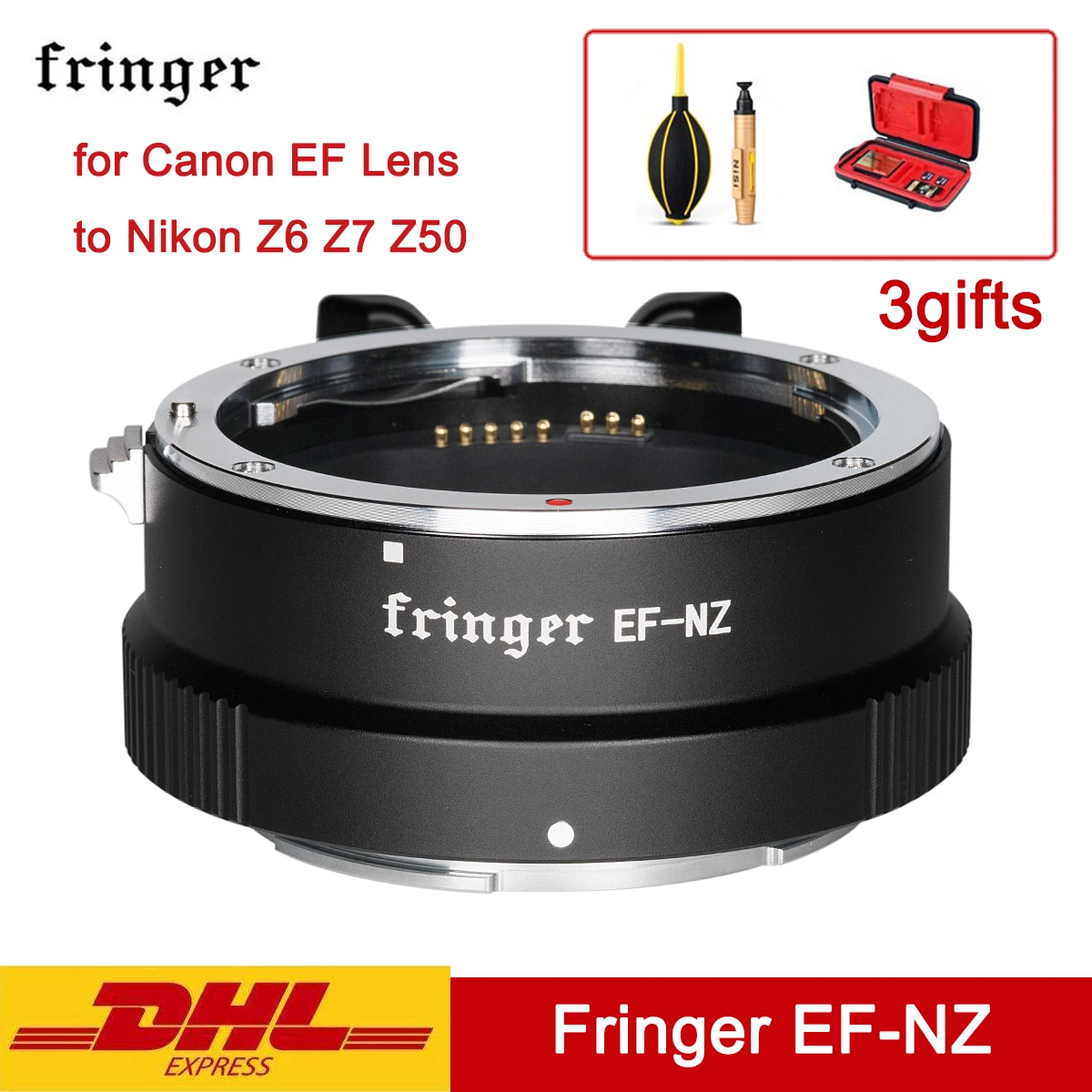 

Fringer EF-NZ Camera Adapter Ring Auto Focus AF Lens Adapter for Canon EF Lens to Nikon Z5 Z6 Z6II Z7 Z7II Z9 Z50 EF-NK Z Mount