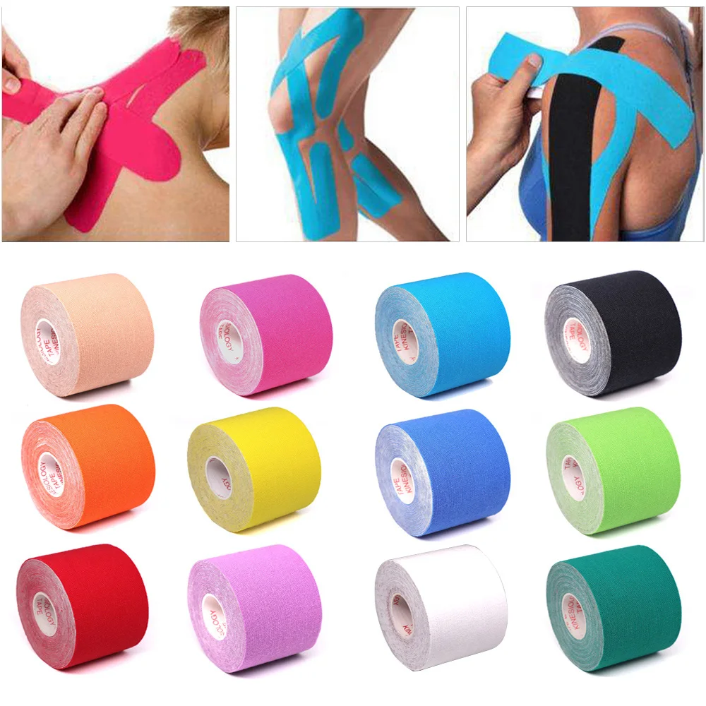 5m Colourful Kinesiology Wrap Tape Muscle Pain Relief Waterproof Elastoplast Sports Recovery Athletic Tape Strapping Bandage