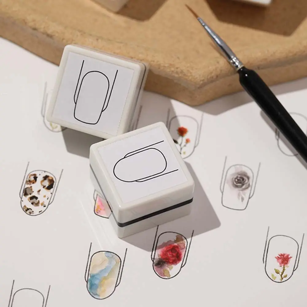 

Watercolor Hand-painted Tool Hand Nail Design Drawing Painting Beginners Nail Template Stamp Seal Ink Nail Practice Seal Mold