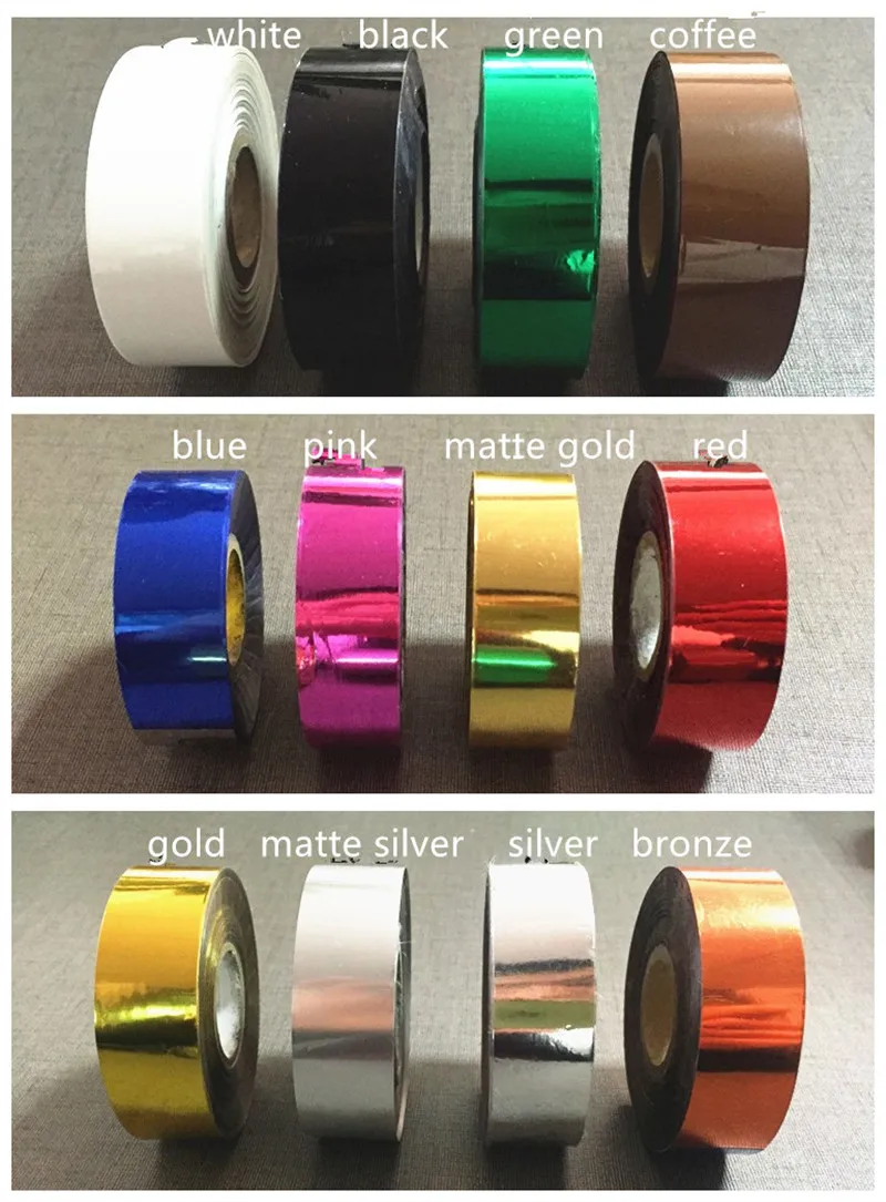 3CM 120meter/Rolls Gold Silver Hot Foil Stamping Paper Craft Paper 12colors branding iron hot Heat press machine