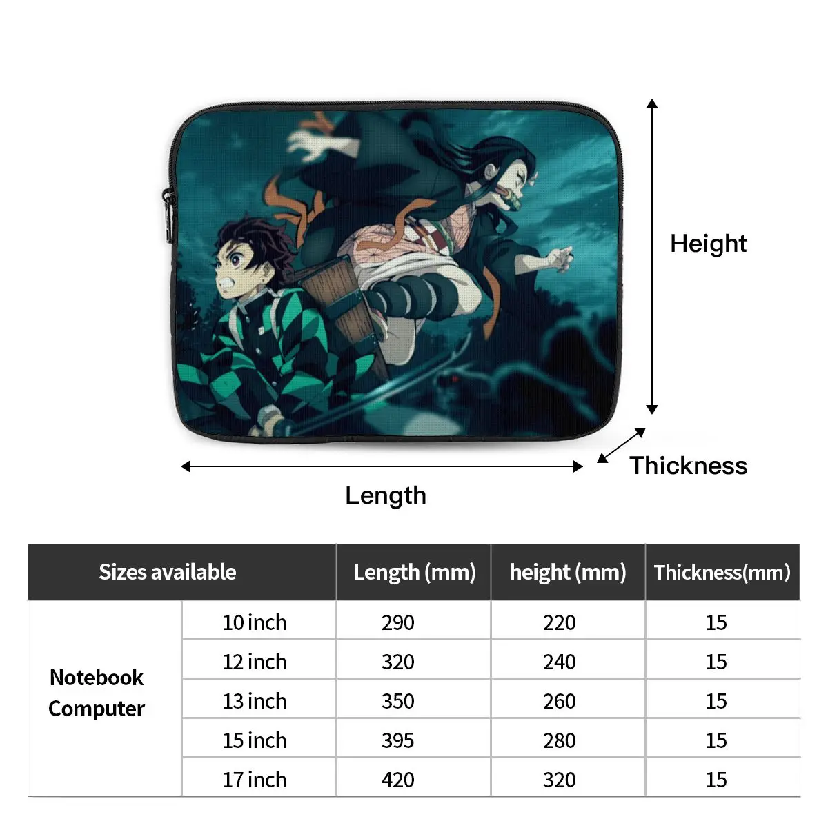 Demon Slayer_ Kimetsu No Yaiba Computer ipad Laptop Cover Case17 15 13 12 10 Inch Laptop Sleeve Bag Portable Cover Fundas Pouch