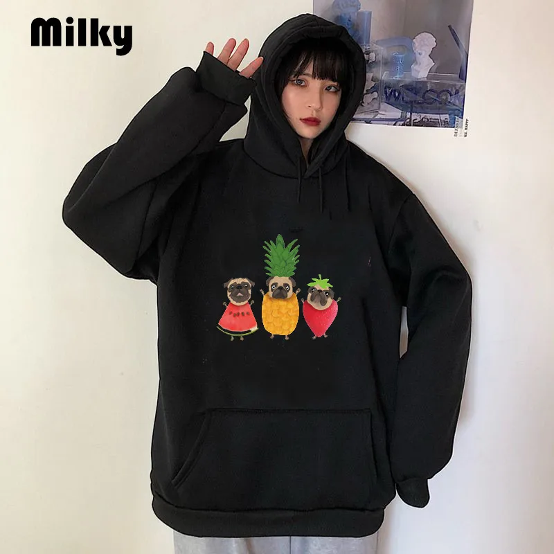 

Fruit Pattern Sweatshirt Kawaii Dog Graphic Hoodies Printing Harajuku Hoodie Fashion Oversized Clothing Winter Sweatshirts