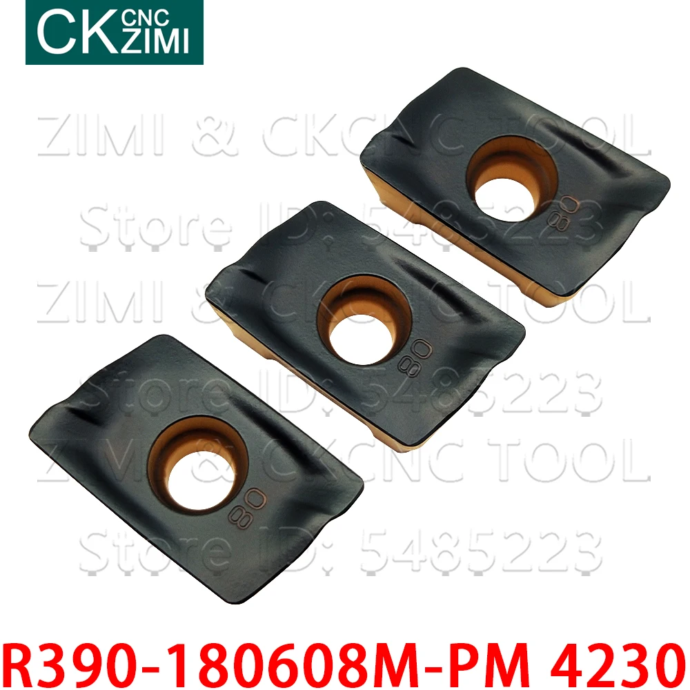 R390-180608M-PM 4230 R390 180608M PM 4230 كربيد إدراج طحن إدراج أداة قطع تحول أدوات CNC فهرسة أدوات للصلب