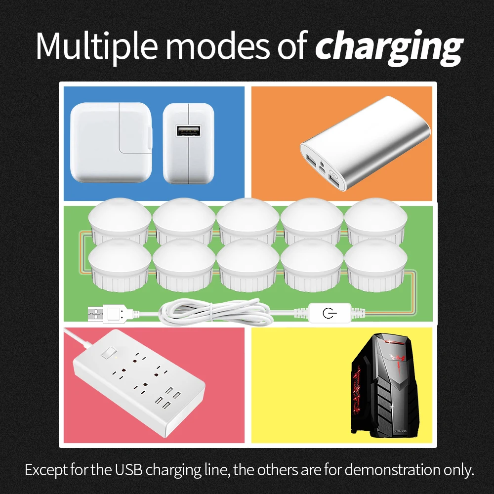 USB 12V LED Mirror Light Makeup Vanity Light Studio Bathroom Mirror Fill Light LED Bulb Cosmetic Dressing Table Led Wall Lamp