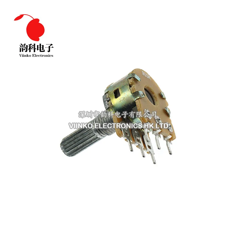 5pcs WH148 B1K B2K B5K B10K B20K B50K B100K B500K 6Pin 20mm Shaft Amplifier Dual Stereo Potentiometer 1K 2K 5K 10K 50K 100K 500K