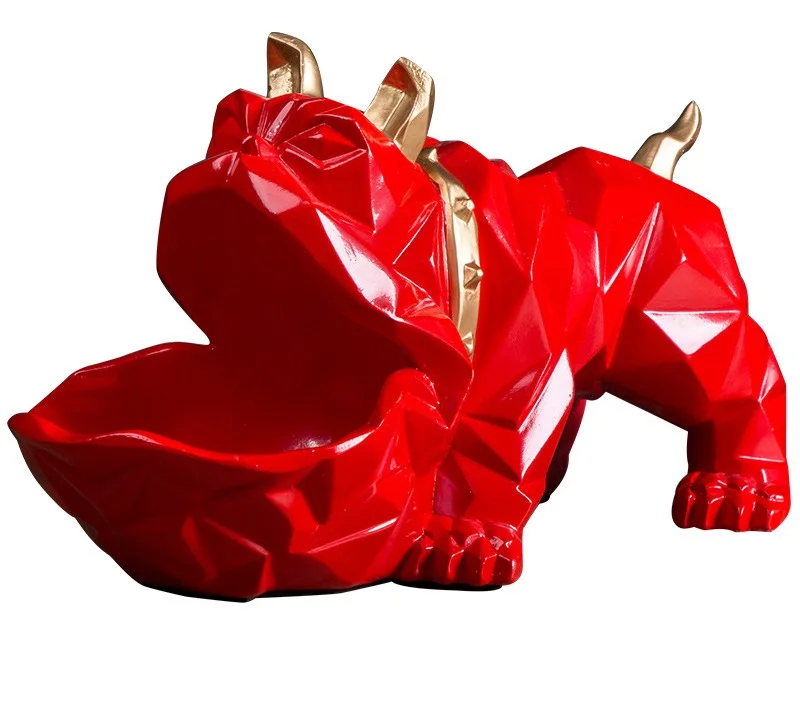 Nordic Lucky Dog Geometric Animal sculpture Ornament Decorations Coffee table candy dish Door shoe key storage items ornaments