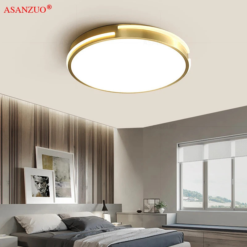 

Nordic Copper Ceiling Lights Led living room bedroom balcony lamp study Round ceiling lamp Lighting Fixtures