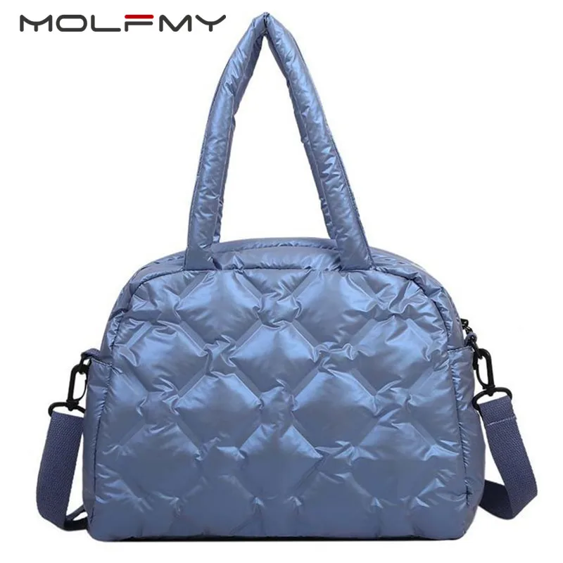 Luxury Designer Women Down Space Padded Handbag Shoulder Bag 2021 Winter Female Shell High Quality Quilted Tote Crossbody Bag