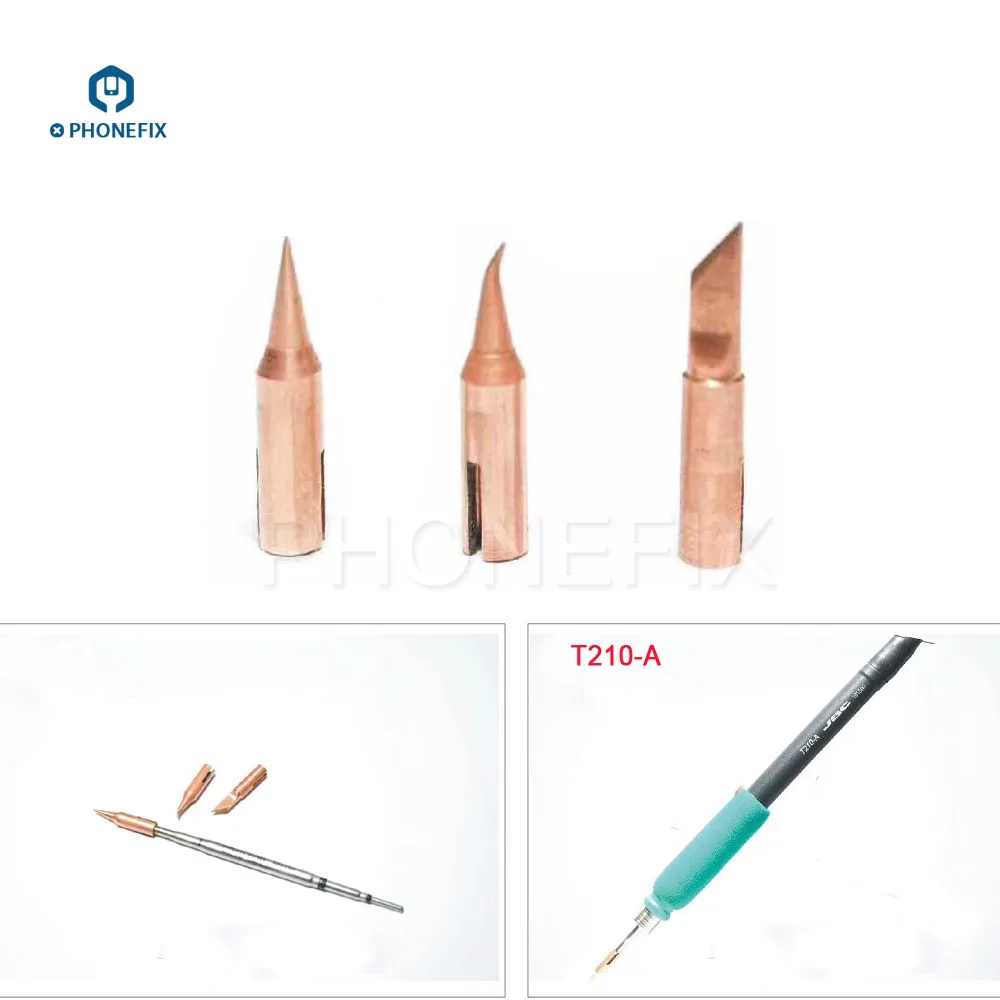 PHONEFIX JBC T210 Soldering Iron Tips T-SK T-I T-IS Straight/Angle/Knife Replaceable Welding Head for Phone Motherboard Repair