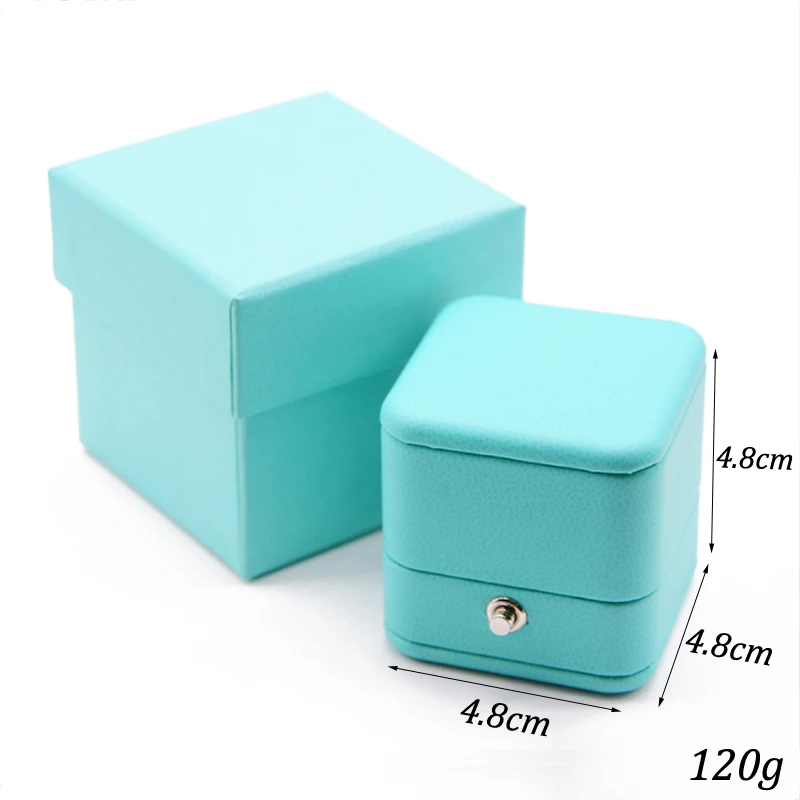 High Level Special Blue PU Ring Box Pendant Holder Jewelry Gift Packaging Case for Wedding Proposal