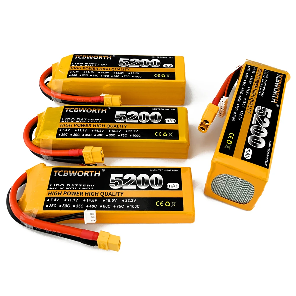 7.4V 11.1V 14.8V 22.2V 5200mAh 35C 2S 3S 4S 6S RC LiPo Batterij Voor RC Vliegtuigen Auto Boot Drone Quadcopter Vliegtuig LiPo Batterij