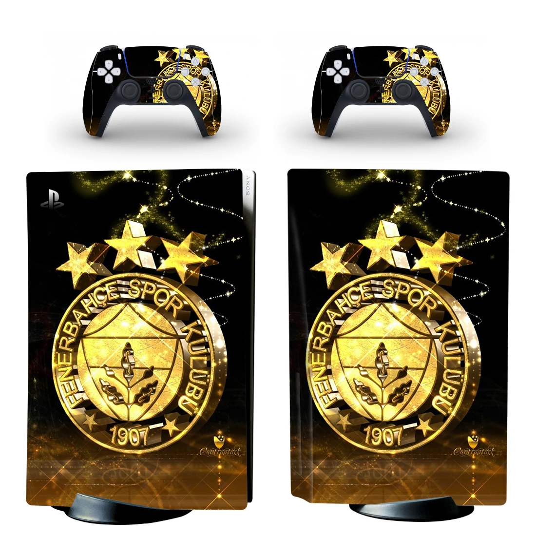 غطاء لاصق على شكل قرص قياسي من Fenerbahce PS5 لوحدة تحكم PlayStation 5 و2 وحدة تحكم PS5 Disk Skin Vinyl