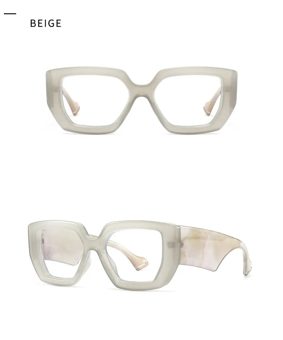Neue Fashion Square Frauen Brille Rahmen Luxus Klar Anti-Blu-Ray Frühling Scharnier Breite Beine Brillen Männer Optische Polygon rahmen – Detail 17