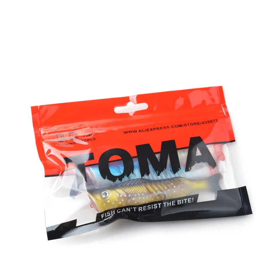 TOMA 110mm 17g Soft Plastic Fishing Lures Minnow 3D Eyes Simulation Tail Artificial Silicone Sea Fishing Lure Big Pike Soft Bait