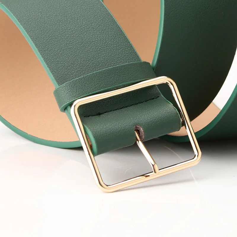 Women Wide Belt Solid Color Pu Leather Pin Buckle Women\'s Belts Sweater Decoration Girdle Simple Imitation Leather Female Belt