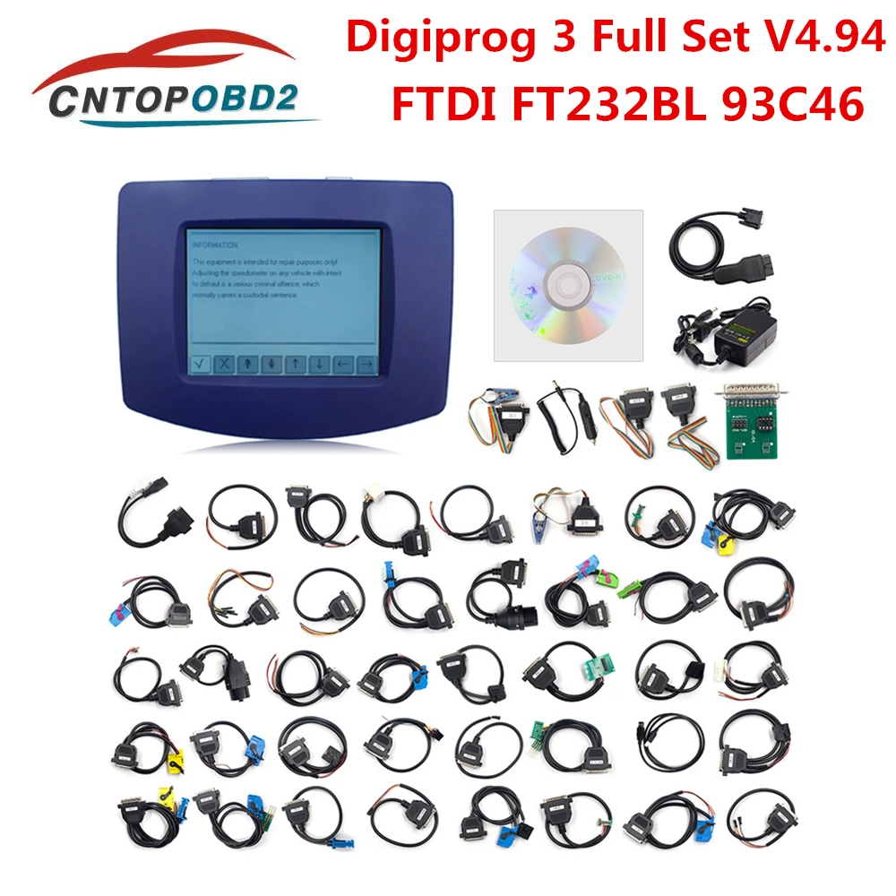 Digiprog 3 Full set Digiprog III 4.94 FTDI Chip FT232BT KM Correct Digital Programmer Tool for Multi-Car With EU/US/UK Plug