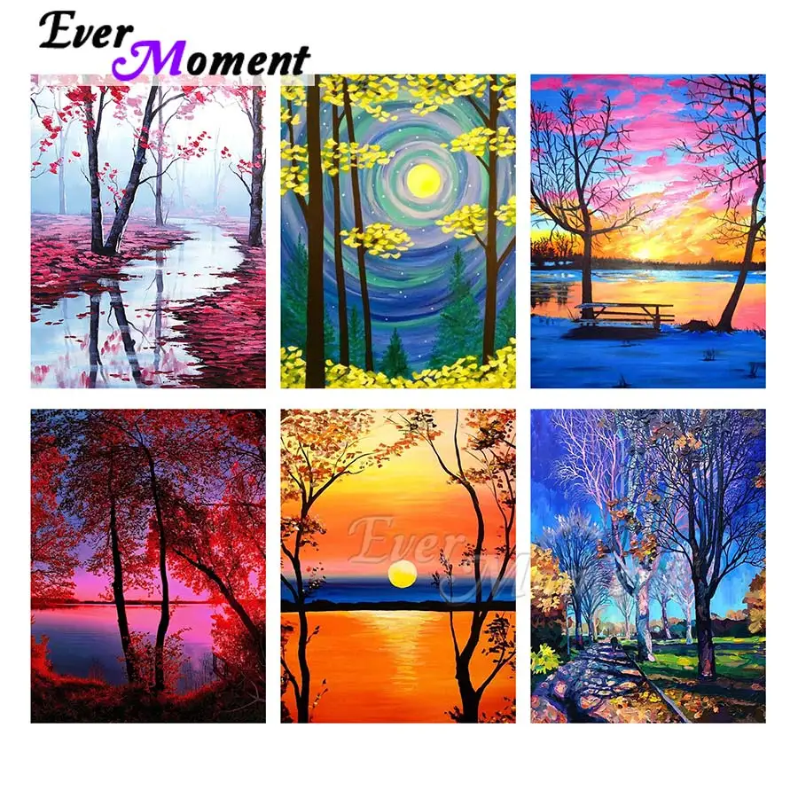 Ever Moment Diamond Painting Tree Picture DIY Full Square Resin Drill Handmade Embroidery Home Artwork Decoration ASF2151