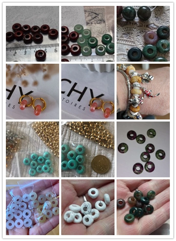10pcs Natural Stone Beads Abacus Shape Semi-precious Stone Beads Big Hole 4mm for Jewelry Making Bracelet Necklace Accessories