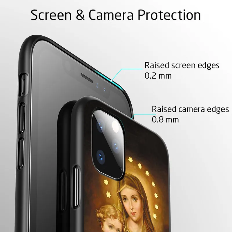 Virgin Mary Christian For Apple iPhone 15 14 13 12 11 Pro Max Mini XS X XR 7 8 6 Plus 5S Silicone Black Phone Case