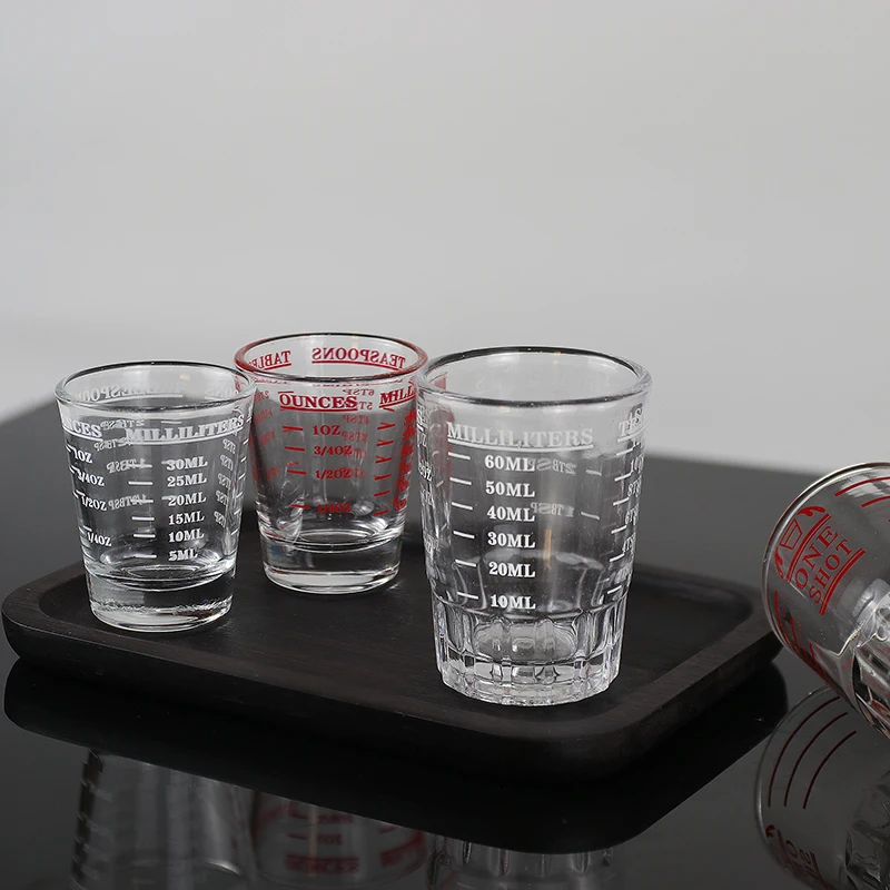 30ML/60ML/90ML Glass Measuring Cup Scale Supplies Espresso Shot Glass Liquid Glass Ounce Cup Kitchen Measure Coffee Tool Barista view 2