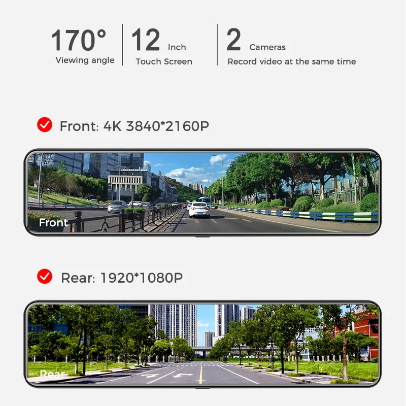 4K Rear View Mirror Camera Recorder Dash Cam WIFI GPS Track 3 in 1 Car DVR Sony IMX415 Ultra HD 3840*2160P Camera for Phone App