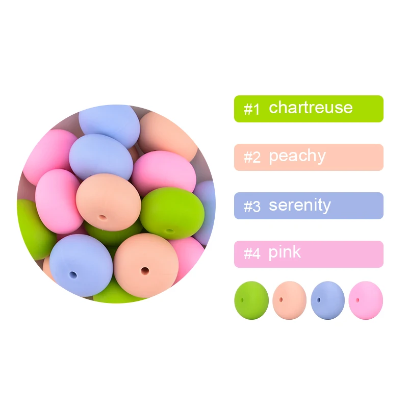 LOFCA 10pcs/lot 19mm Abacus Loose Silicone Beads Elegant Beaded Silicone Necklace Bracelets Keychain Jewelry accessories