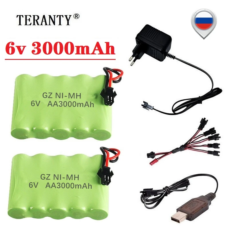 Upgrade 6V 3000Mah Nimh Acculader Sets Voor Rc Speelgoed Auto 'S Tankwagen Robots Kanonnen Boten Aa Ni-Mh 6V Oplaadbare Batterij Pack