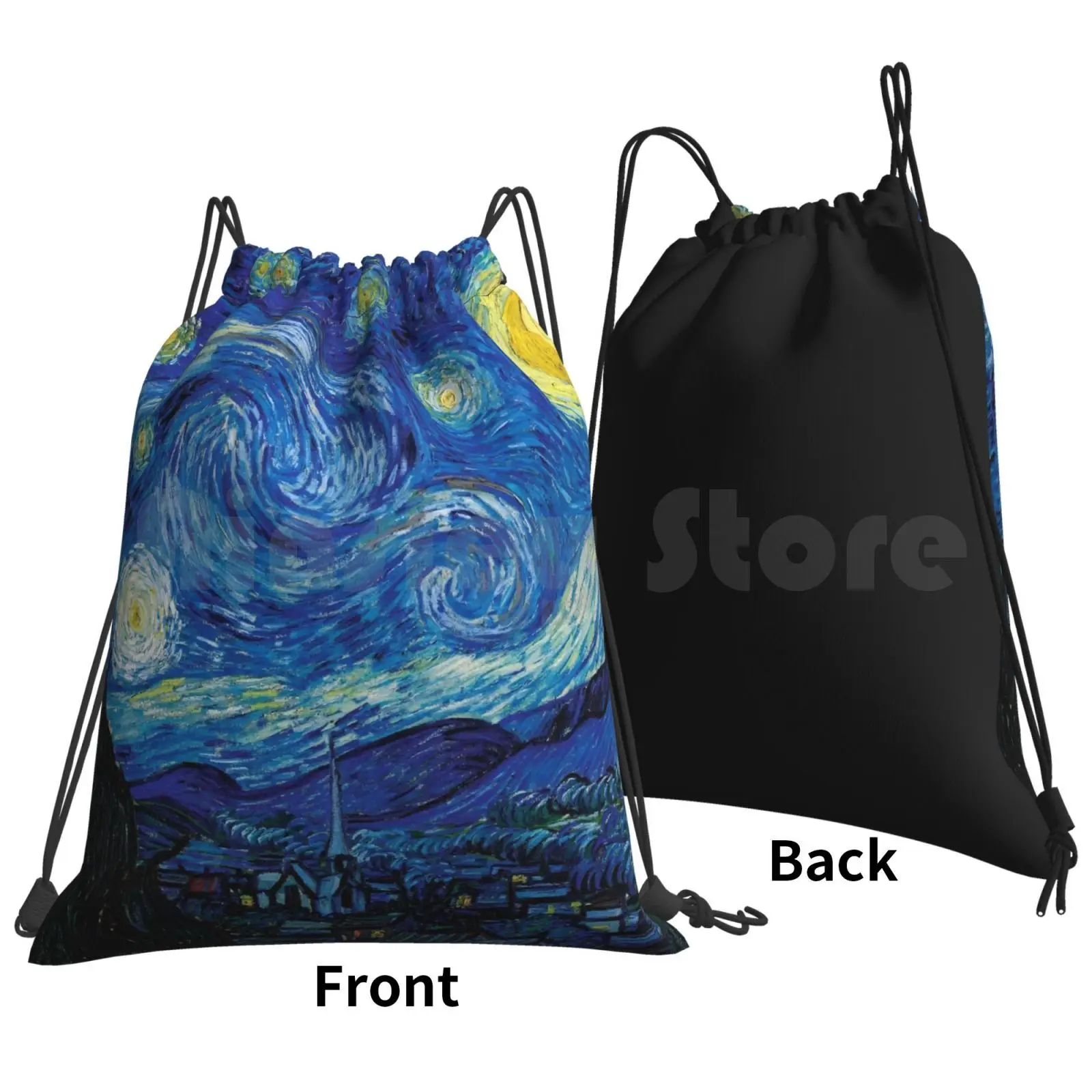 Vincent Van Gogh-Starry Night Backpack Drawstring Bags Gym Bag Waterproof Starry Night Van Gogh Night Stars Starry Sky