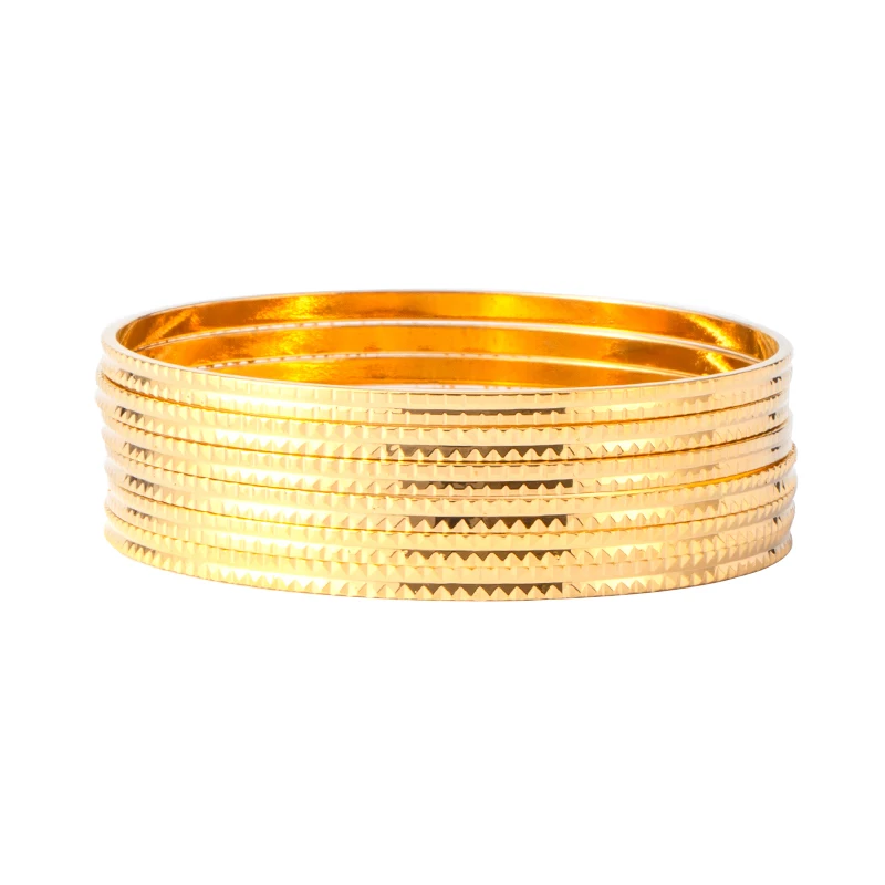 6pcs New African Dubai bangles for women Ethiopian jewelry copper gold Color bangle& bracelet bridal jewelry