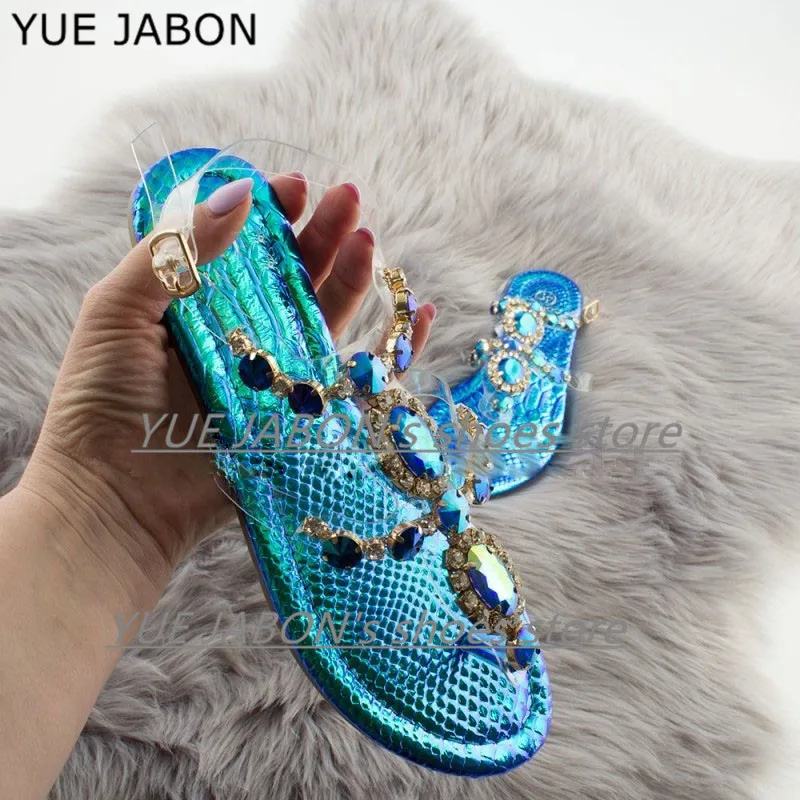 2024 Women Sandals Pink Gold Crystal Summer Shoes Women Large Size 43 Flat Women Sandals Womens Summer Shoes Sandals Flip Flops