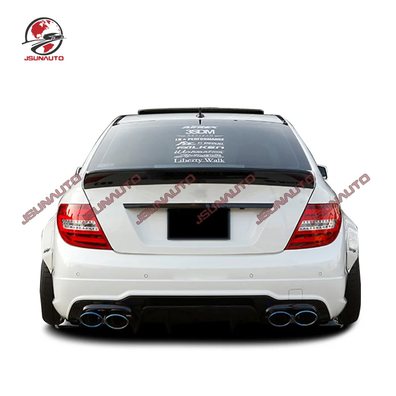 For BENZ-W204 C63 C180 C200 C250 C300 C350 4 Door LB Style Wide Body Kit Front Bumper Side Fender Rear Diffuser Spoiler