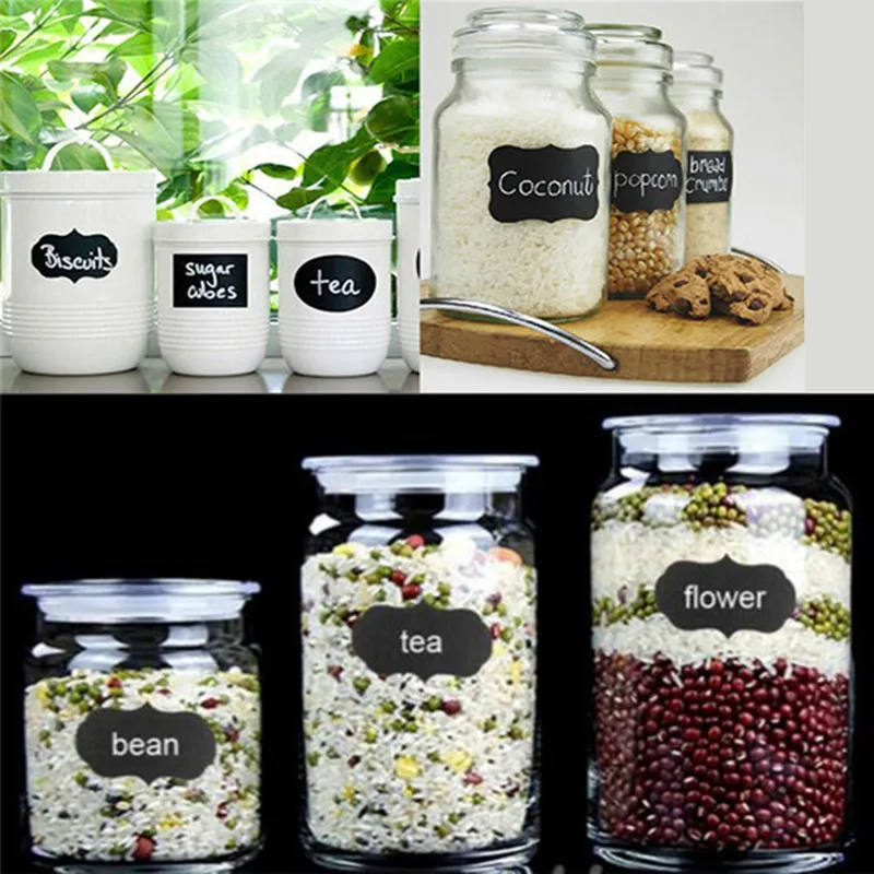 Blackboard Stickers Waterproof Chalkboard Kitchen Spice Label Sticker Home Jars Bottles Tags Blackboard Labels White Marker