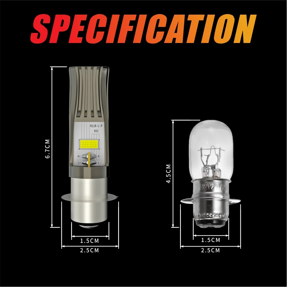 Route101 P15D-25-1 LED Motorcycle Headlight Bulb No Fan H6M Two Mode Light for Cafe Racer Motorcross Pitbike Moto Accessories