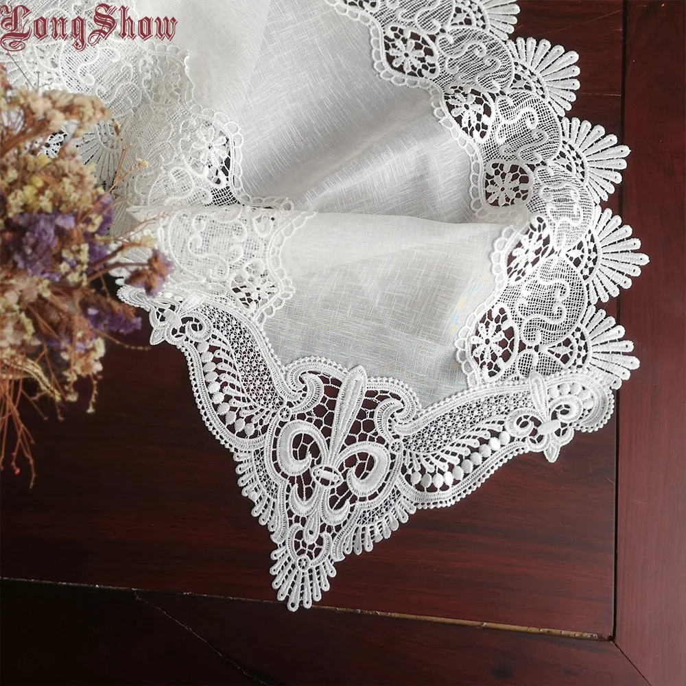 Butterfly Table Runner Creative Luxury Weding Party Decorative Embroidered Lace Trim White Color Mesh Fabric