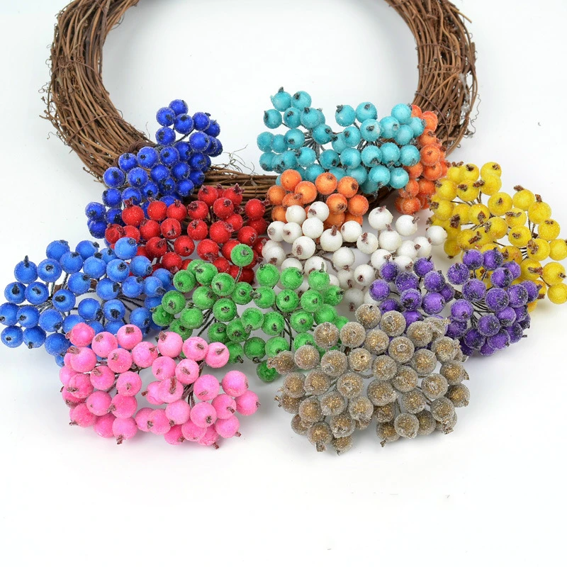 40 قطعة/الحزمة ديكور صغير عيد الميلاد متجمد التوت الاصطناعي النباتات الاصطناعية الفاكهة رغوة التوت صندوق الحلوى سكرابوكينغ