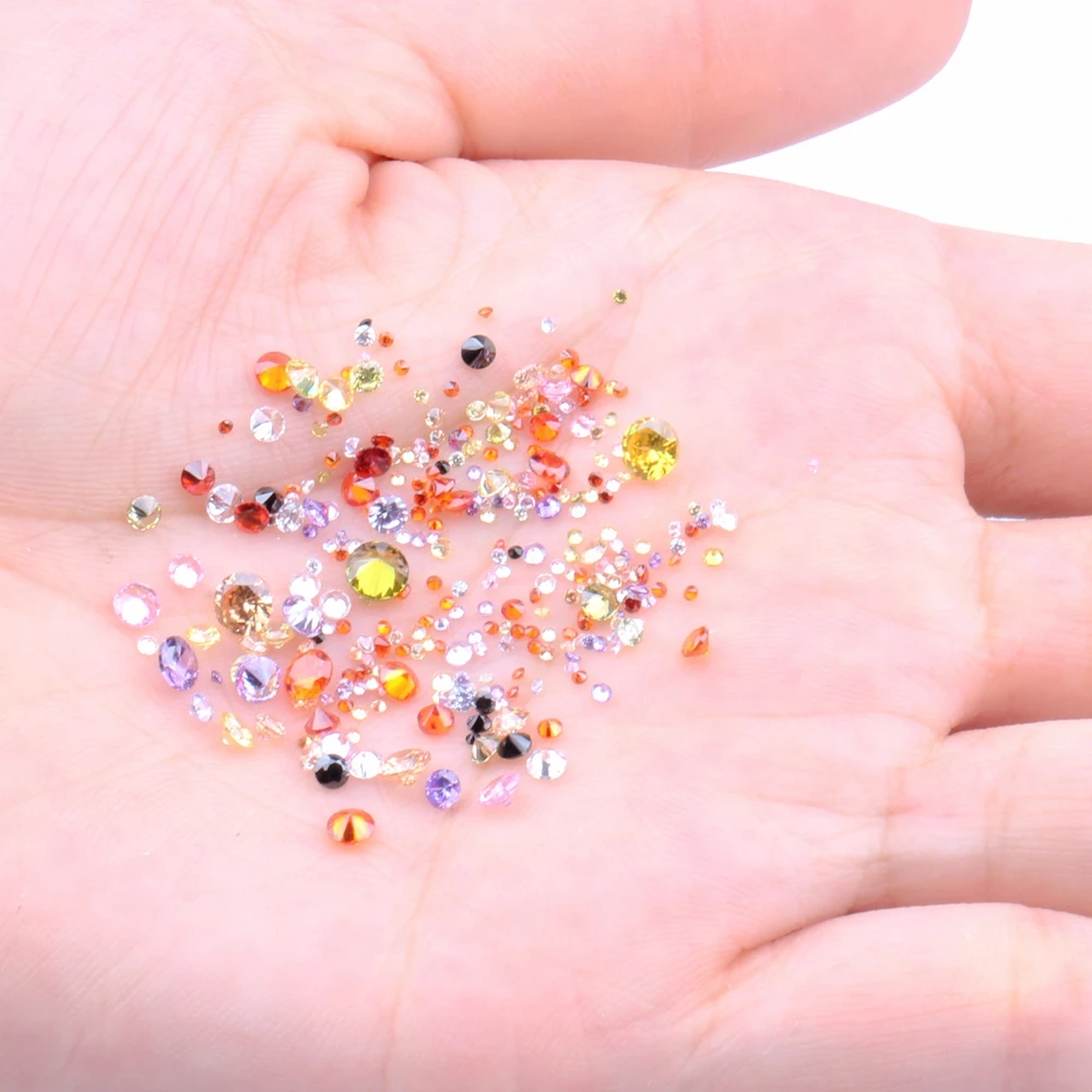 100pcs 1mm-4mm 5A Mix Sizes Round Beads Cut CZ Stone 13 Colors And Mix Cubic Zirconia Synthetic Gems DIY Jewelry Decorations