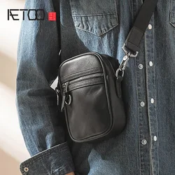 AETOO-mini bolso de cuero para hombre, bolso de un solo hombro, informal, stiletto