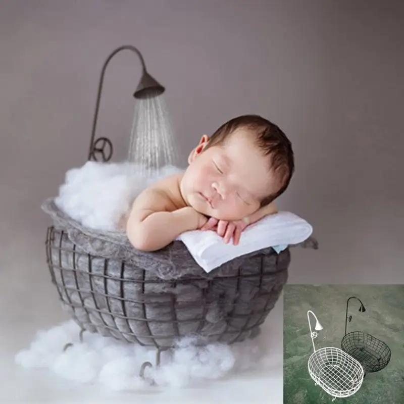 Iron Basket Shower Bathtub Novelty Posing Sofa Baby Photography Prop Accessories D0JC