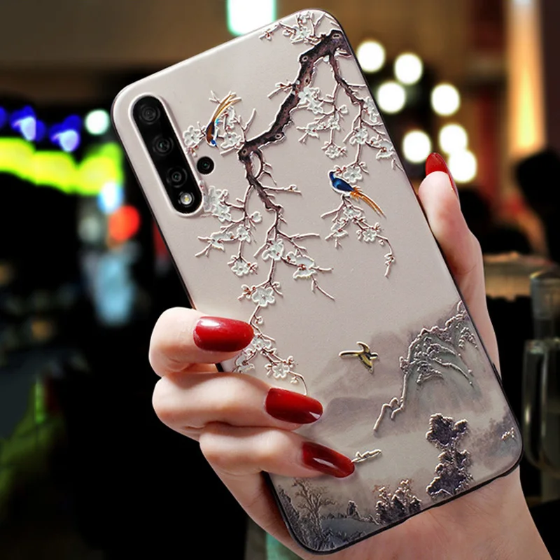 For ALCATEL 1S 2020 Case 3D Relief Flower Emboss Phone Case For Alcatel 1S 1B 1A 2020 Back Cover for Alcatel 3X 1V 3L 3V 2019