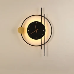 Nordic LED Wall Lamps Art Clock Design Wall Sconce Creative Aisle Bedroom Living Room Background Wall Decor Wall Light Lighting