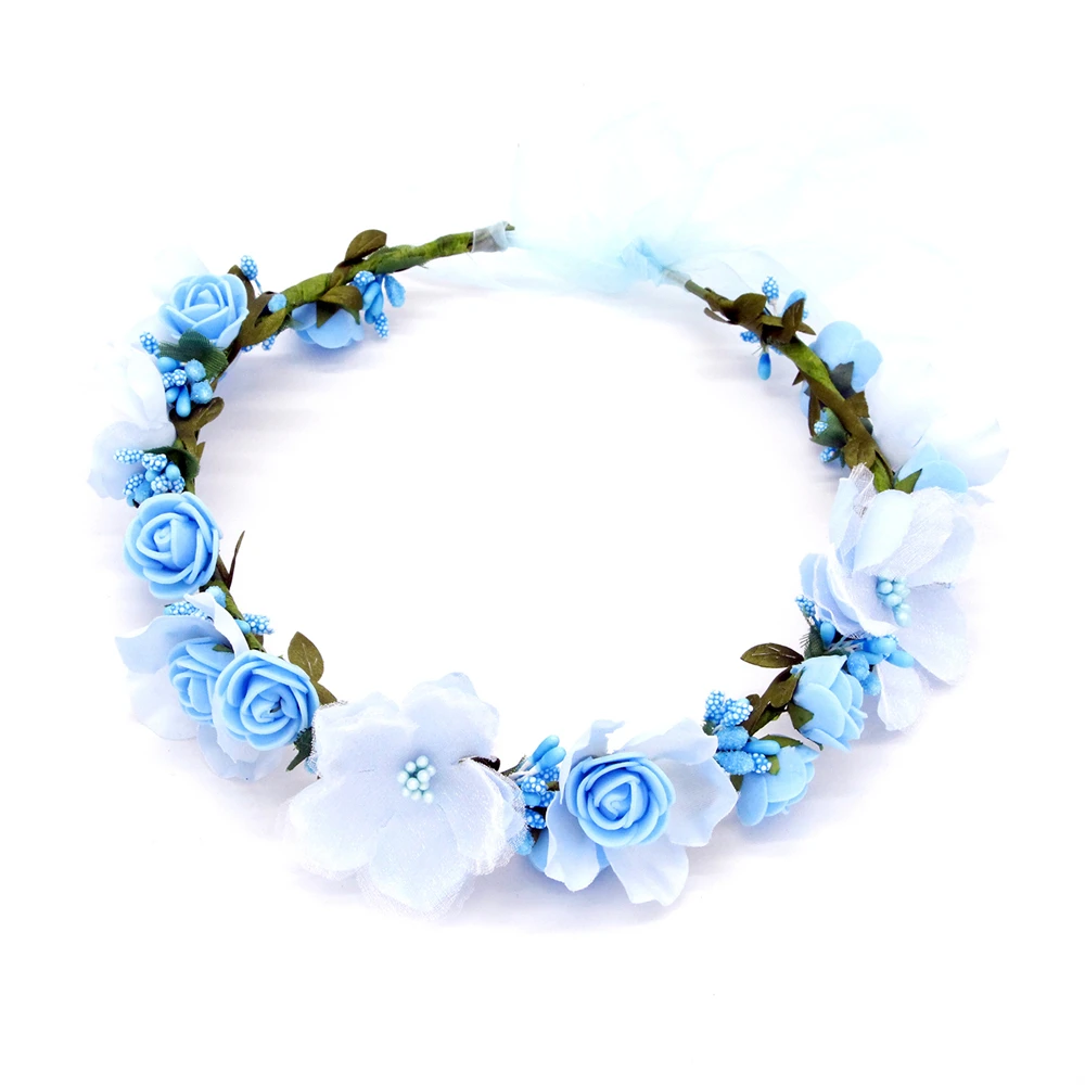 Mori Girl Simulation Flower Wreath Headwear Hair Accessories Tiara for Girls Head Flower Boho Wedding Bride Crown Festoon Head