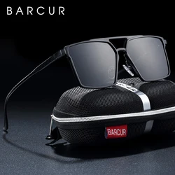 BARCUR Original Aluminium Square Sunglasses Men Polarized Sun Glasses For Women Eyewear
