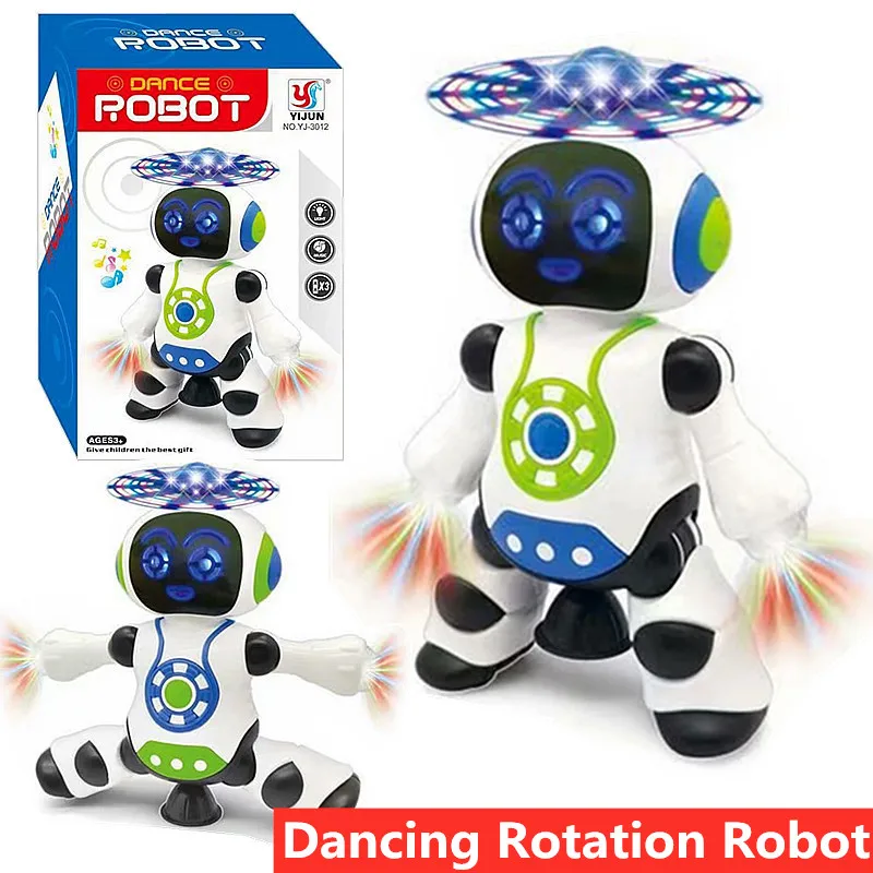 Electronic Space Dancing Robot Dazzling Music Robot Flash  LED Light Electric Rotation Walking Robot Toy Toys For Boys Kids Gift