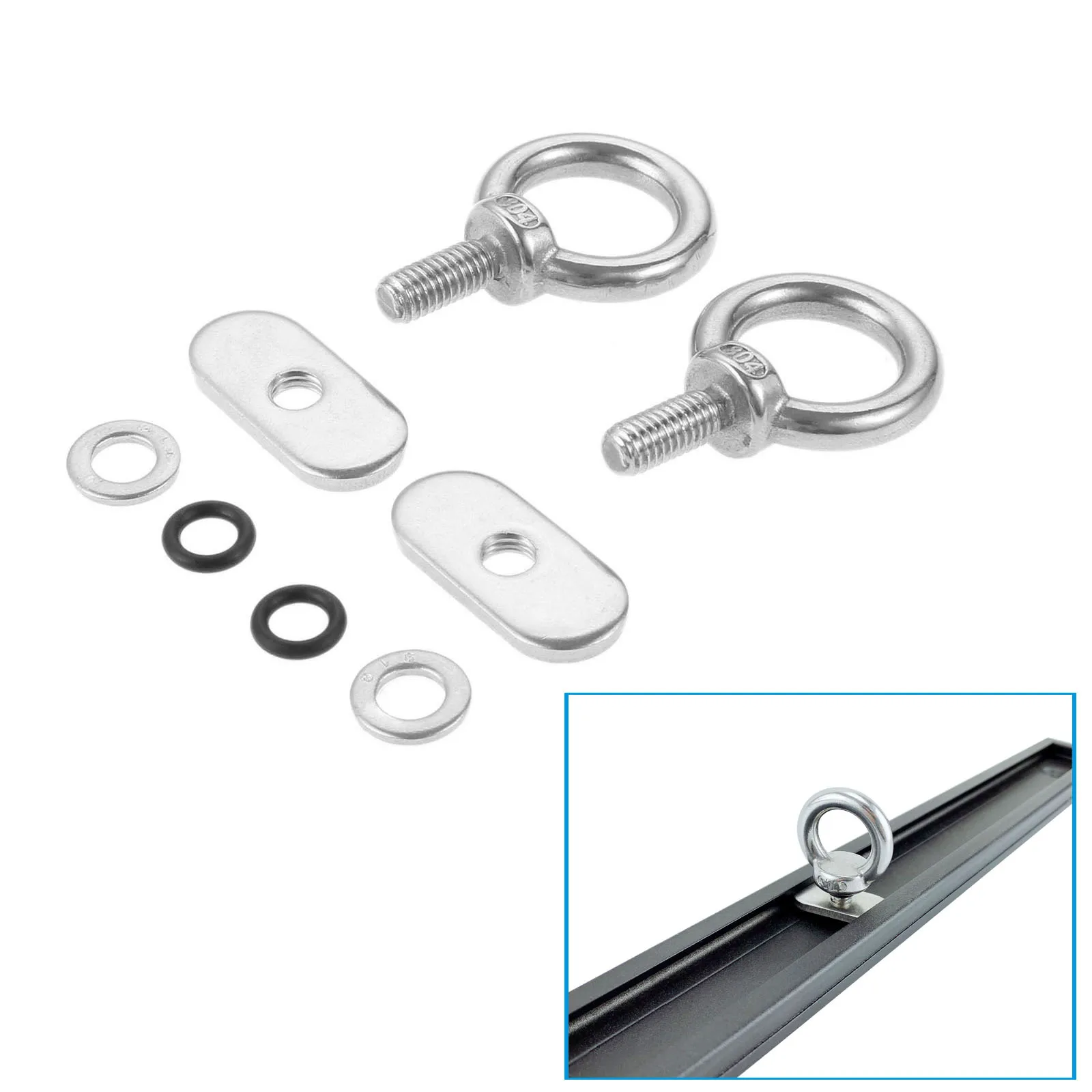 

2pcs Kayak Rail Mount Screws Boat Track Mount Tie Down Eyelet Multifunctional Anti-rust Screw Track Nuts Canoe Accessories