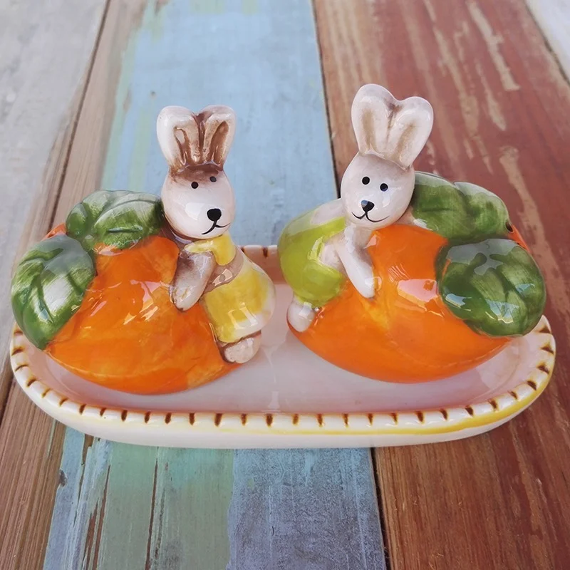 3pcs rabbit egg pepper shaker ceramic salt shaker seasoning bottle kitchen ornaments for mother gift Spice bottle CL70707